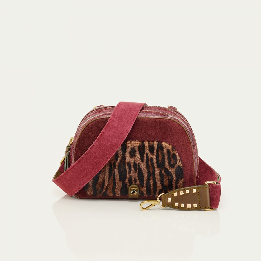 Bags Claris Virot  | Clara Bag Ocelot And Burgundy Leathers