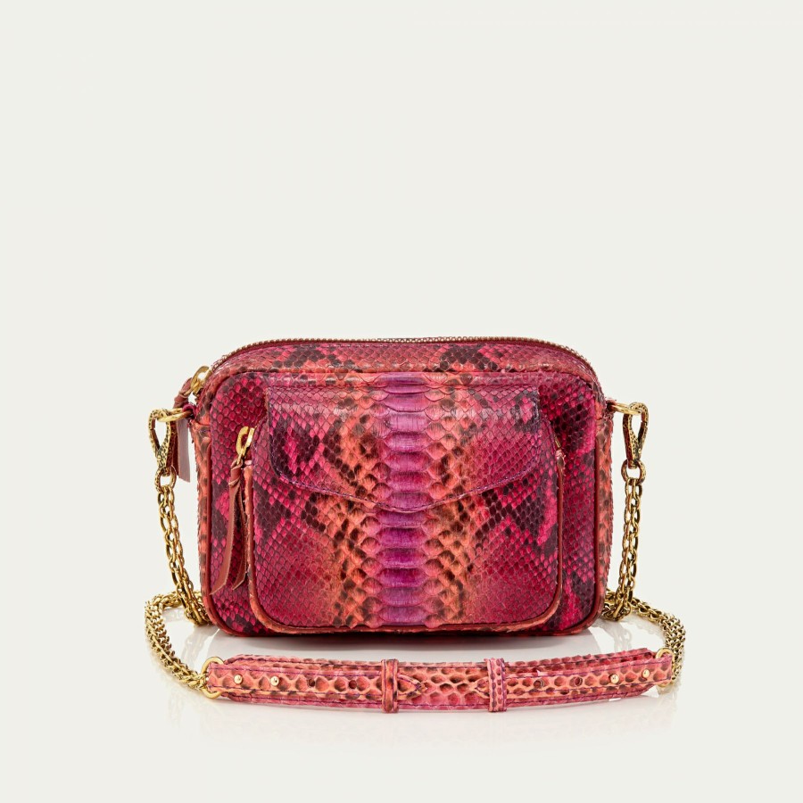 Bags Claris Virot  | Charly Bag Pink Burgundy Python