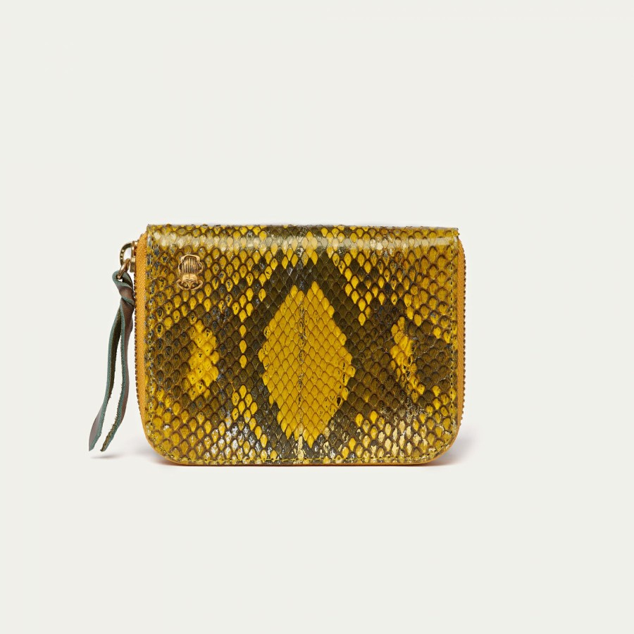 Bags Claris Virot  | Mini Bob Wallet Yellow Imperial Samurai Python