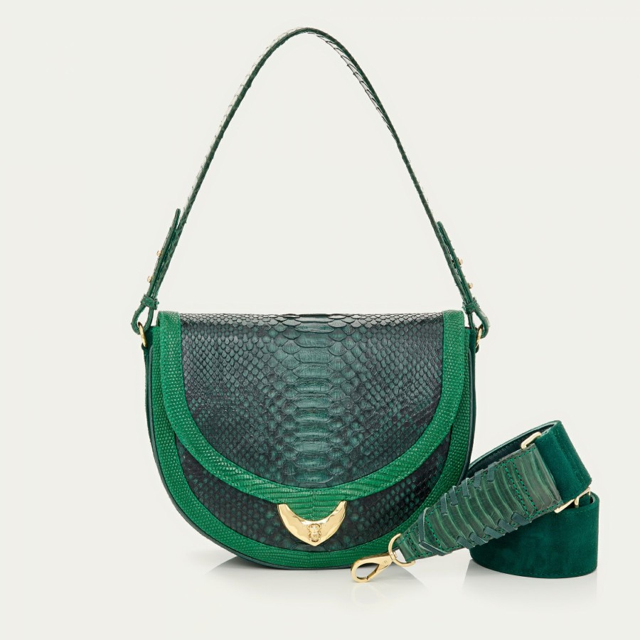 Bags Claris Virot  | Big Victoria Bag Green Mix Python